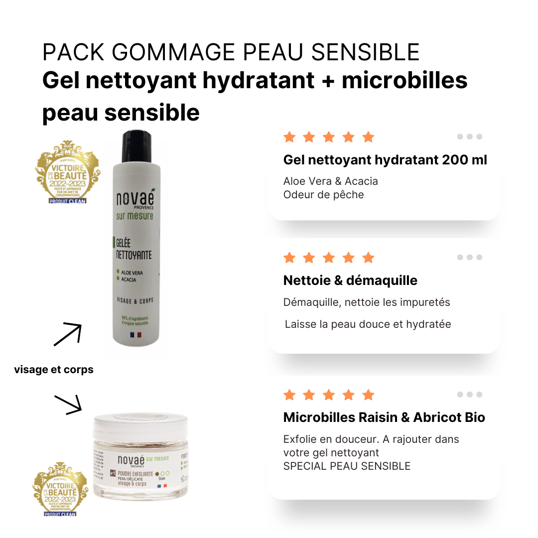 Duo Nettoyant & Exfoliant Peau Délicate