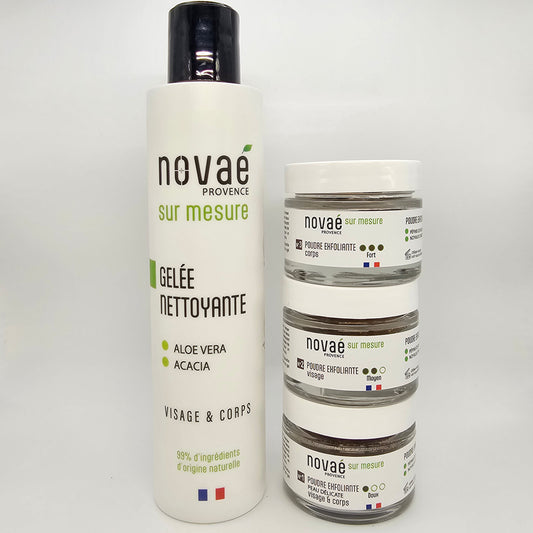 Coffret 1 Gelée Nettoyante + 3 Exfoliants (Peau Délicate, Visage & Corps)